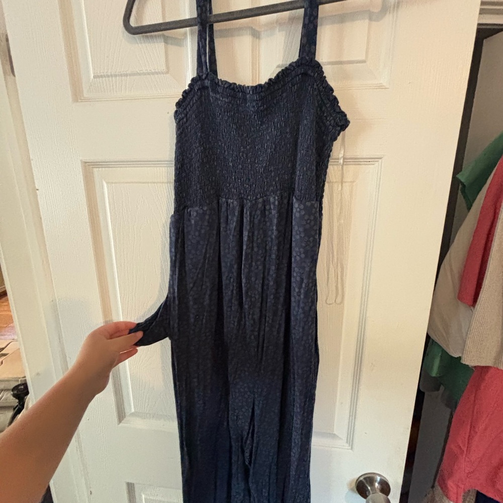 Maternity Navy Blue Sleeveless Jumpsuit
